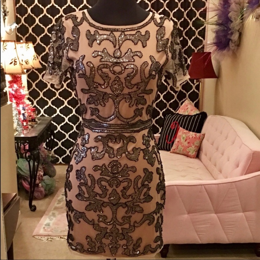 NWT Special Occasion Black & Nude Dress L